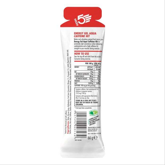 High5 Energy Gel Aqua Caffeine HIT Tropical 66g (100mg koffein)	