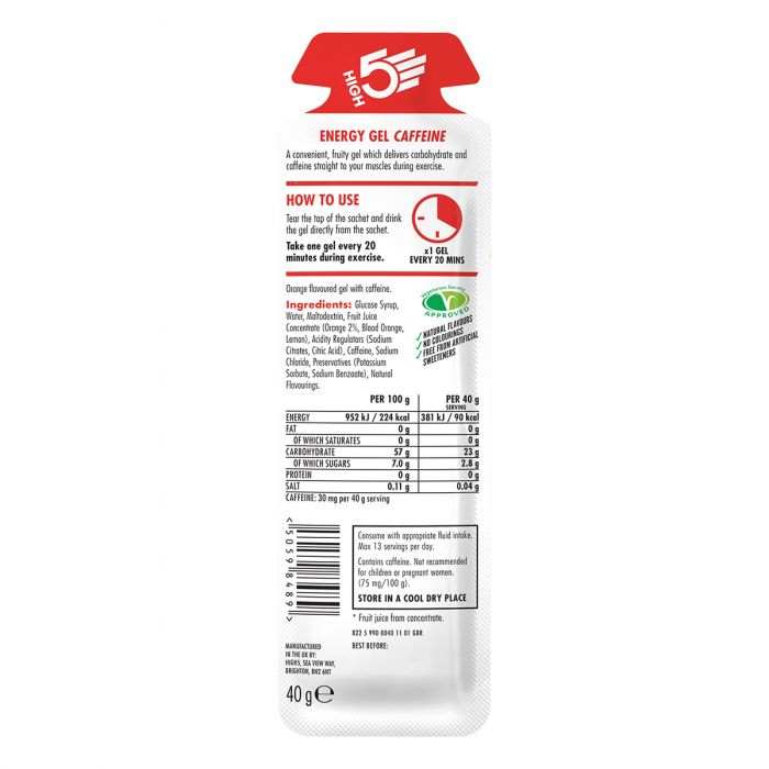 High5 Energy Gel Caffeine Narancs (koffeines)