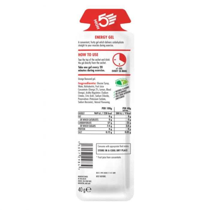 High5 Energy Gel Caffeine Narancs 20x40g (koffeines)