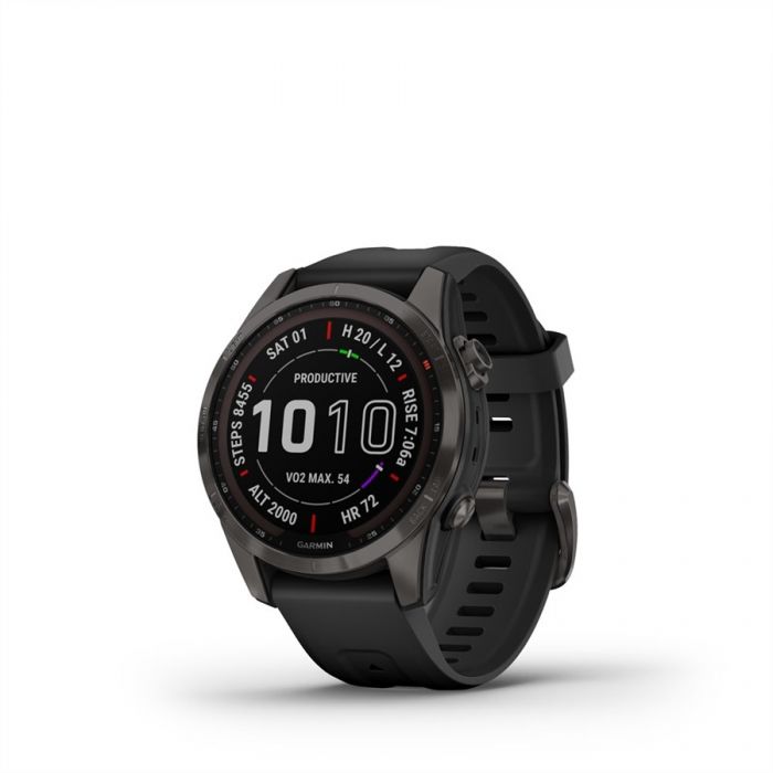 Garmin FENIX 7S SAPPHIRE SZÜRKE DLC FEKETE SZILIKON SZÍJJAL (SOLAR)