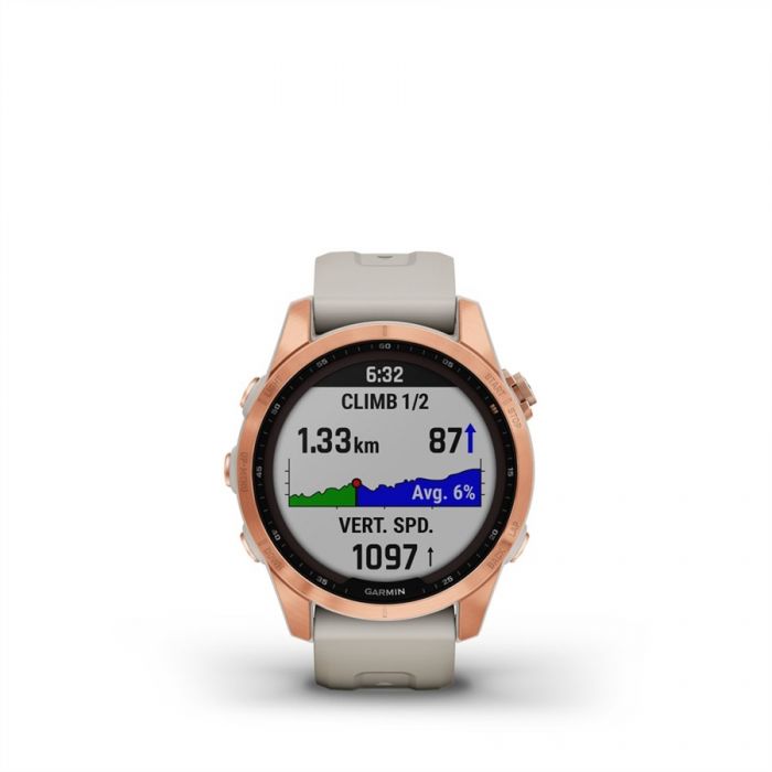 Garmin FENIX 7S SOLAR ROSE GOLD VIL�GOS HOMOK SZ�N� SZILIKON SZ�JJAL