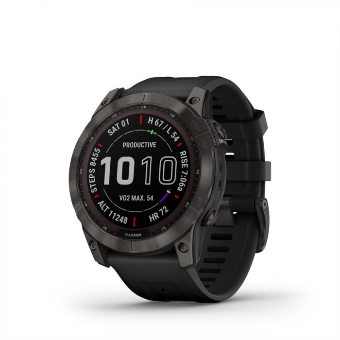 Garmin FENIX 7X SAPPHIRE SZ�RKE TIT�NIUM FEKETE SZILIKON SZ�JJAL (SOLAR)	