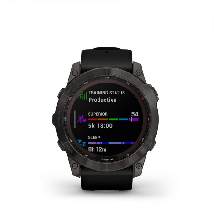 Garmin FENIX 7X SAPPHIRE SZ�RKE TIT�NIUM FEKETE SZILIKON SZ�JJAL (SOLAR)	