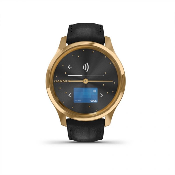 Garmin V�VOMOVE LUXE FEKETE-24K ARANY FEKETE DOMBORNYOMOTT B�R SZ�JJAL