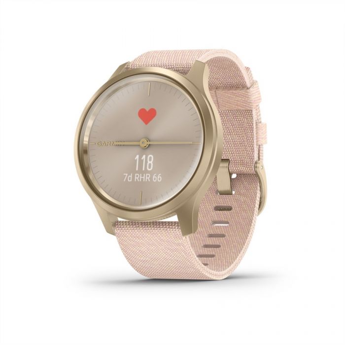 Garmin VÍVOMOVE STYLE LIGHT GOLD PINK NYLON SZÍJJAL, LIGHT GOLD CSATTAL