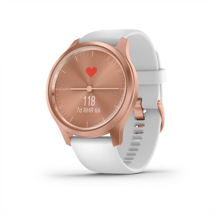Garmin VÍVOMOVE STYLE ROSE GOLD FEHÉR SZILIKON SZÍJJAL ROSE GOLD CSATTAL