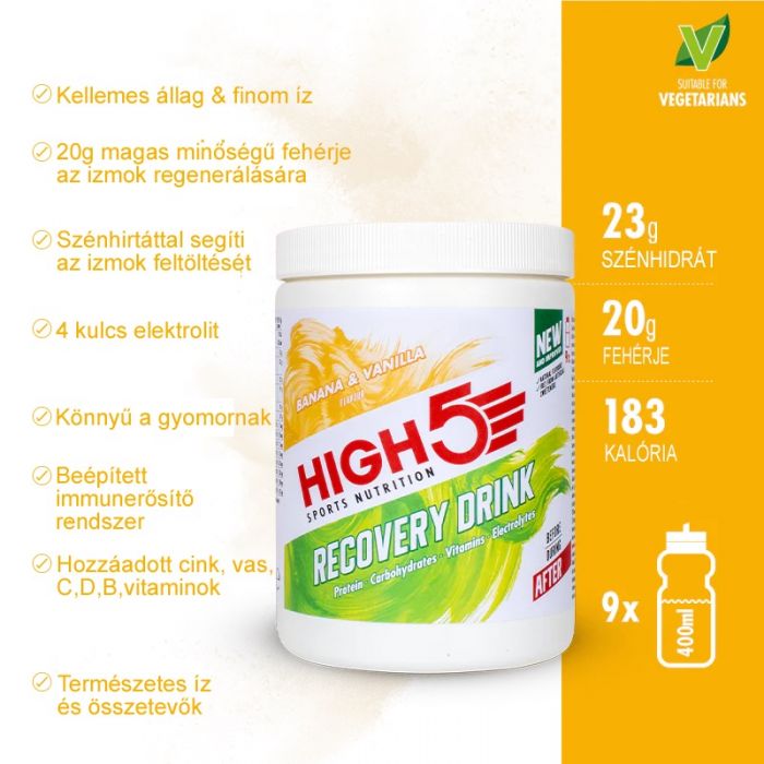 High5 Recovery Drink Ban�n/Vanilia 450g (9 adag)